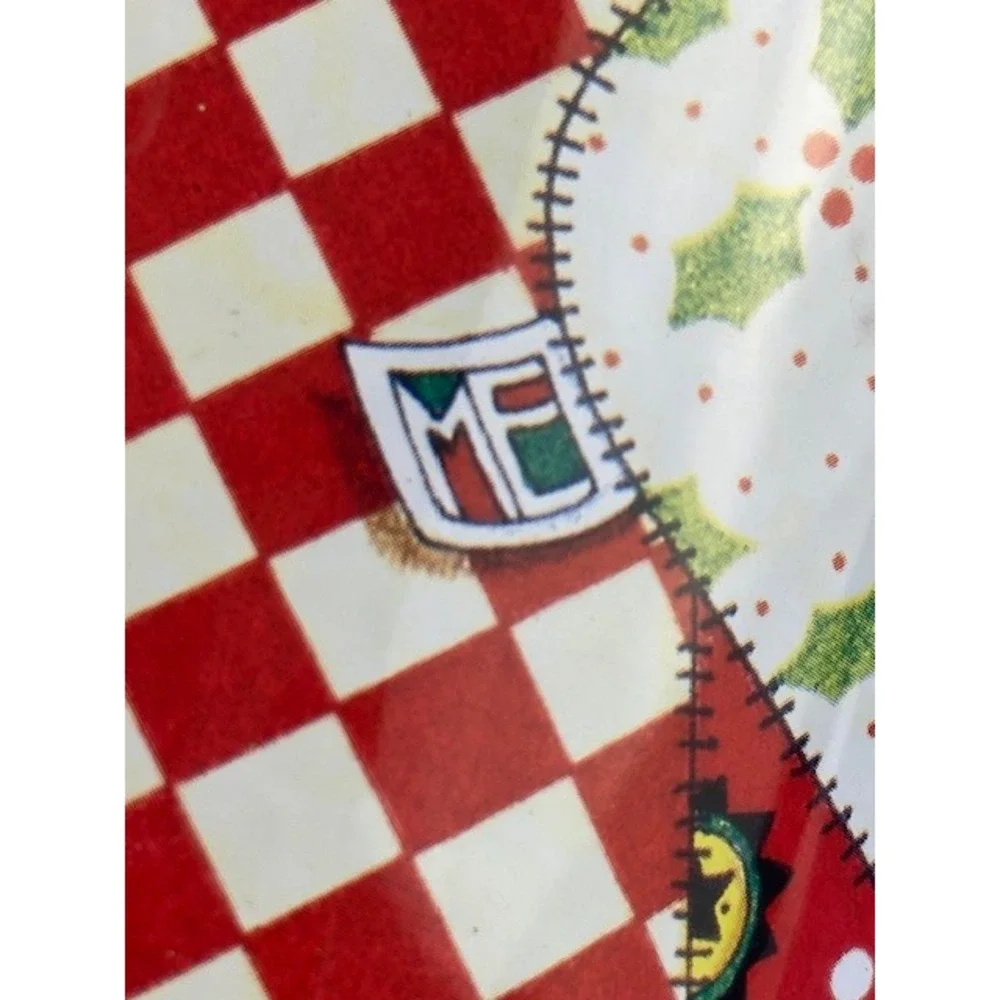 Vintage 1997 Mary Engelbreit Charpente Patchwork Quilt Christmas Cookie Tin 6in